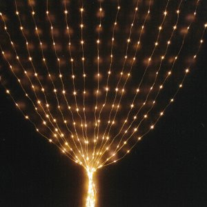 LED 200구 반딧불 커튼 전구 (2.8M X 1M) 투명선/전구색 (H330238)점멸/무점멸 겸용 (연결안됨)