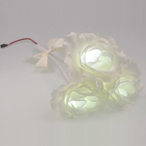 LED 장미3송이 꽃다발 부케 (40Cm)미색+미색+미색 (미색3송이)미색+핑크+블루 (H620011)밧데리+어댑터 겸용밧데리부착 일체형(어댑터 포함)